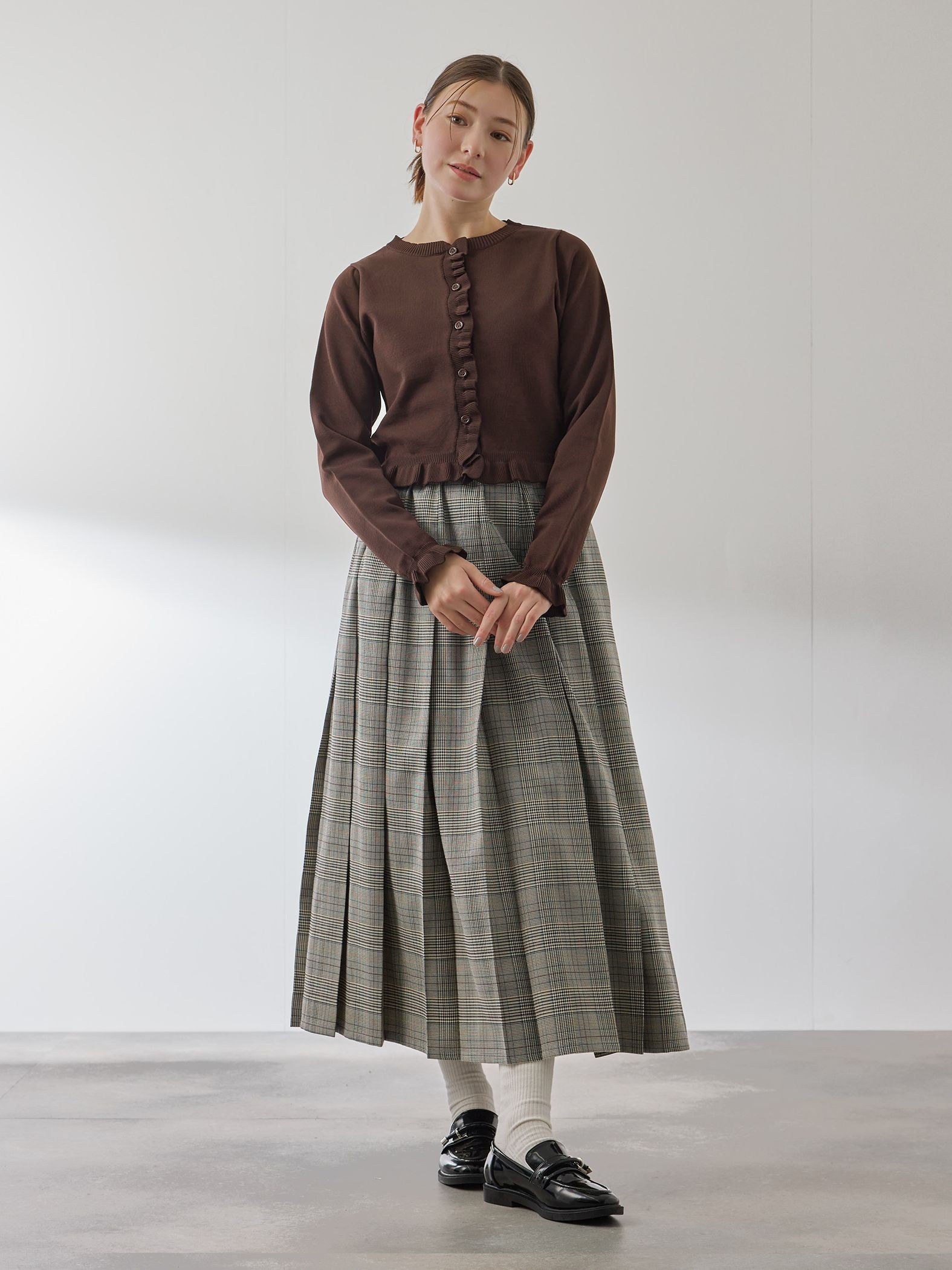 スポンディッシュニットフリルカーディガン≪手洗い可能≫