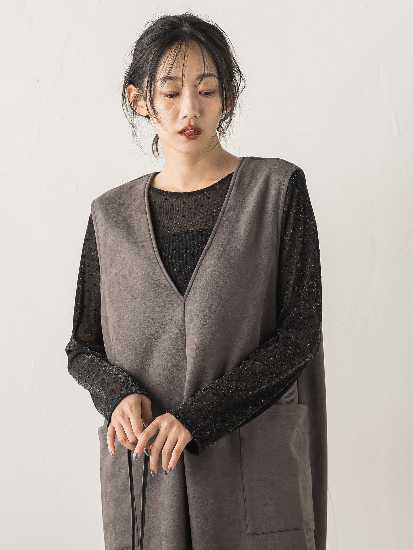 ラメフロッキードットプルオーバー≪手洗い可能≫