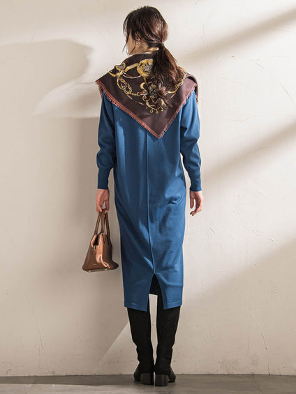 【WEB限定】Vネックニットワンピース≪丈長めあり/手洗い可能≫