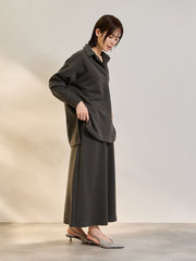 【SET】ダンボールニットスキッパートップ×スカート2ピース