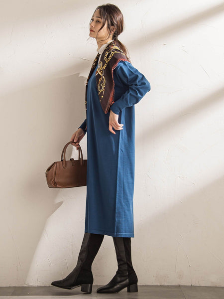 【WEB限定】Vネックニットワンピース≪丈長めあり/手洗い可能≫