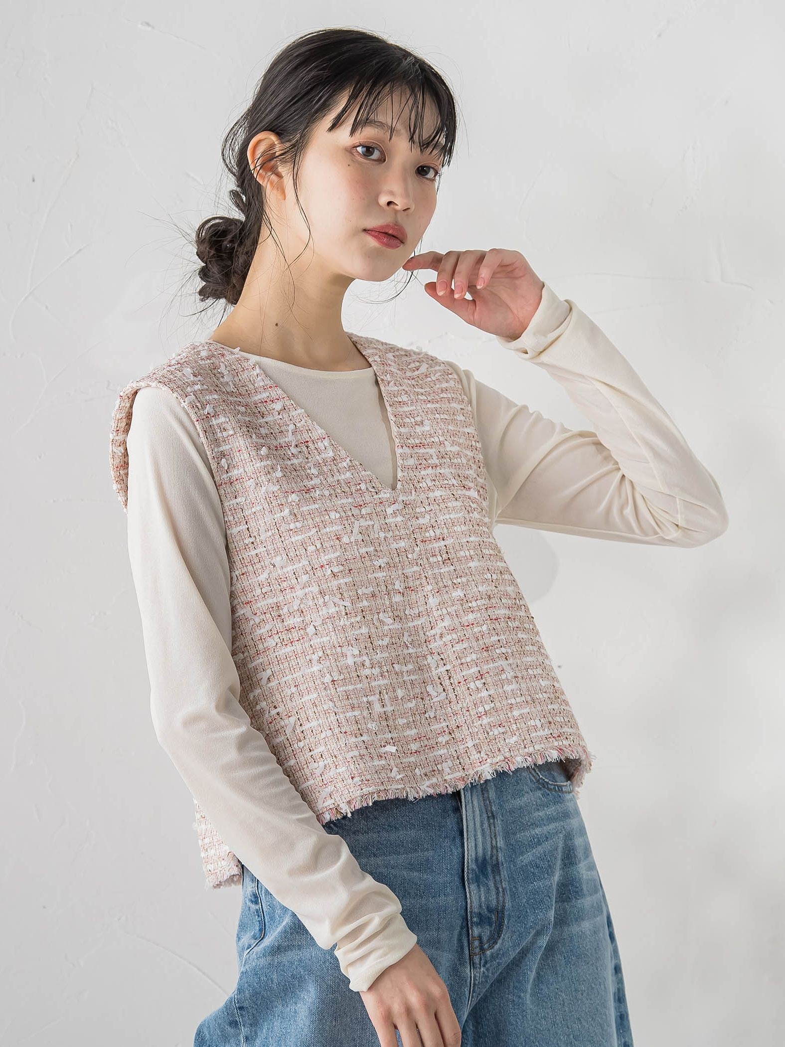 ミックスツィードベスト≪洗濯機で洗える≫