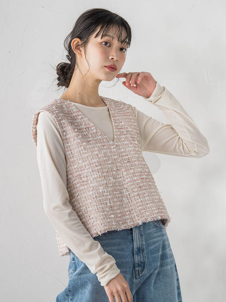 ミックスツィードベスト≪洗濯機で洗える≫