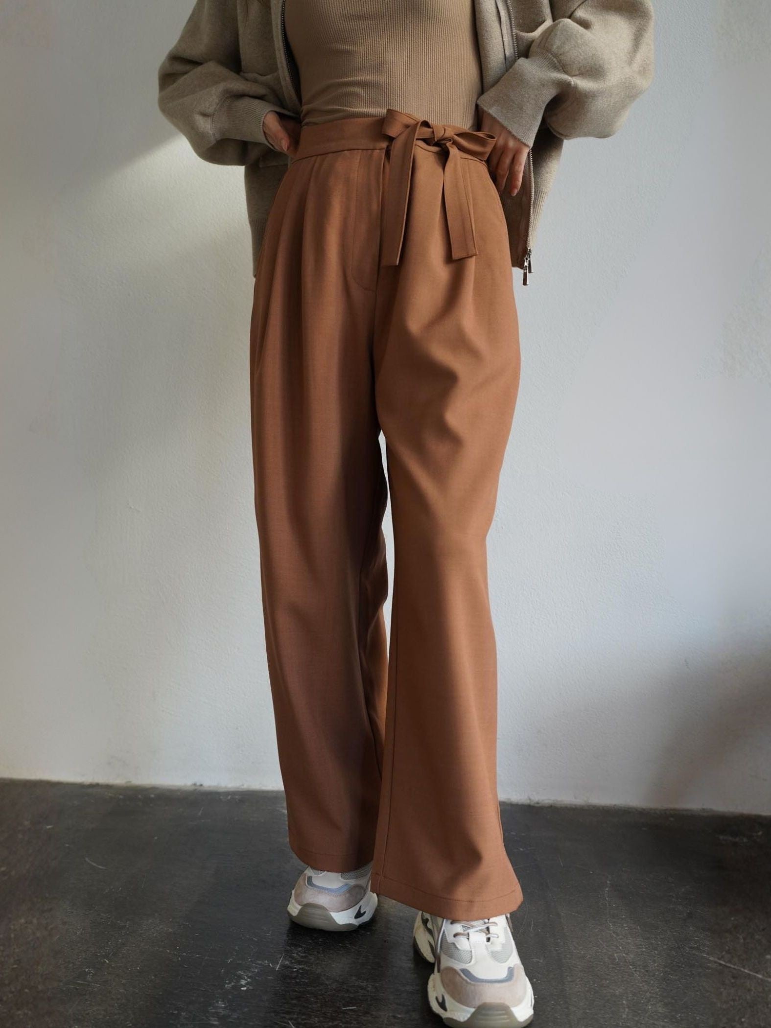 Belted Tack Pants［under150cmさんもオススメ］≪手洗い可能≫