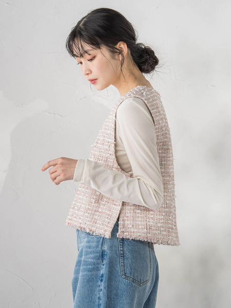 ミックスツィードベスト≪洗濯機で洗える≫