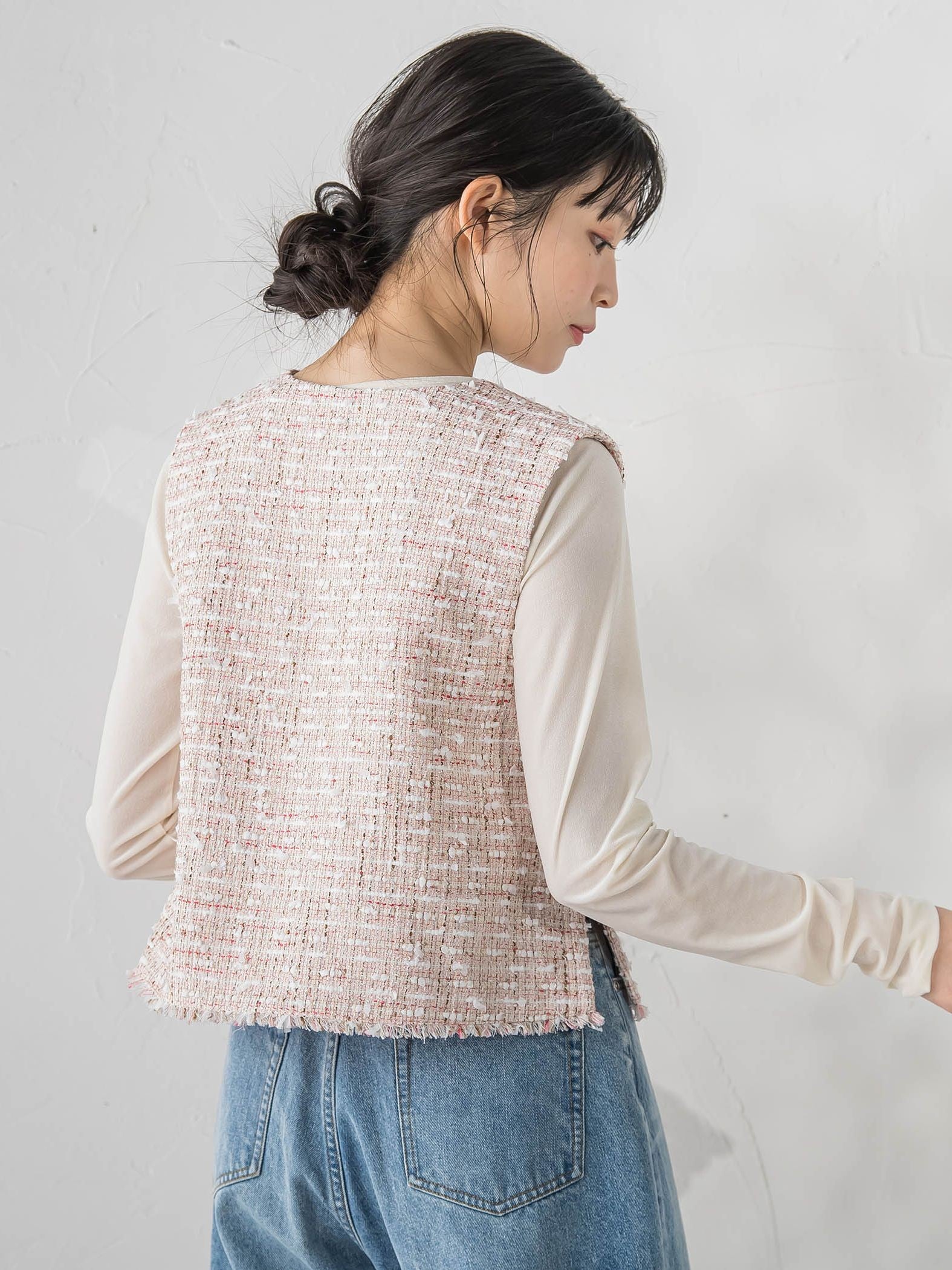 ミックスツィードベスト≪洗濯機で洗える≫