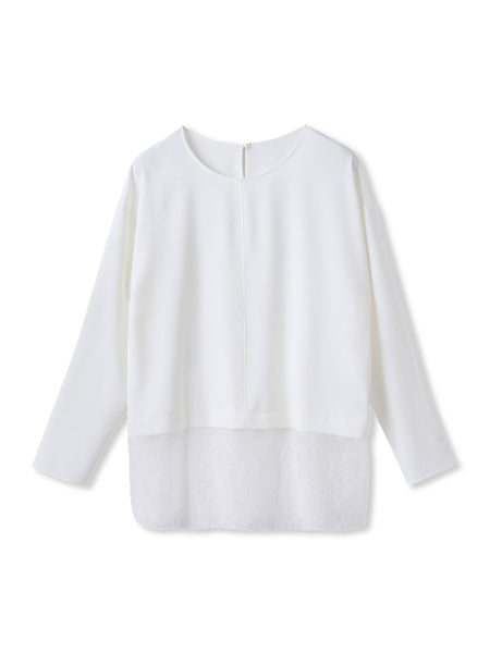 裾レースジョーゼットブラウス