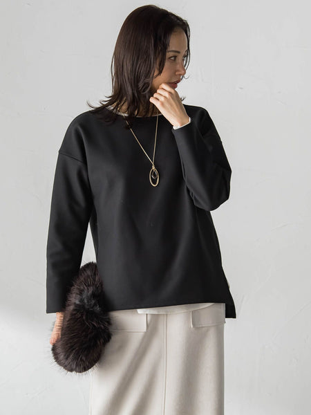 【WEB限定】裏毛布クルーネックプルオーバー≪毛玉防止・ストレッチ≫