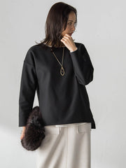 【WEB限定】裏毛布クルーネックプルオーバー≪毛玉防止・ストレッチ≫