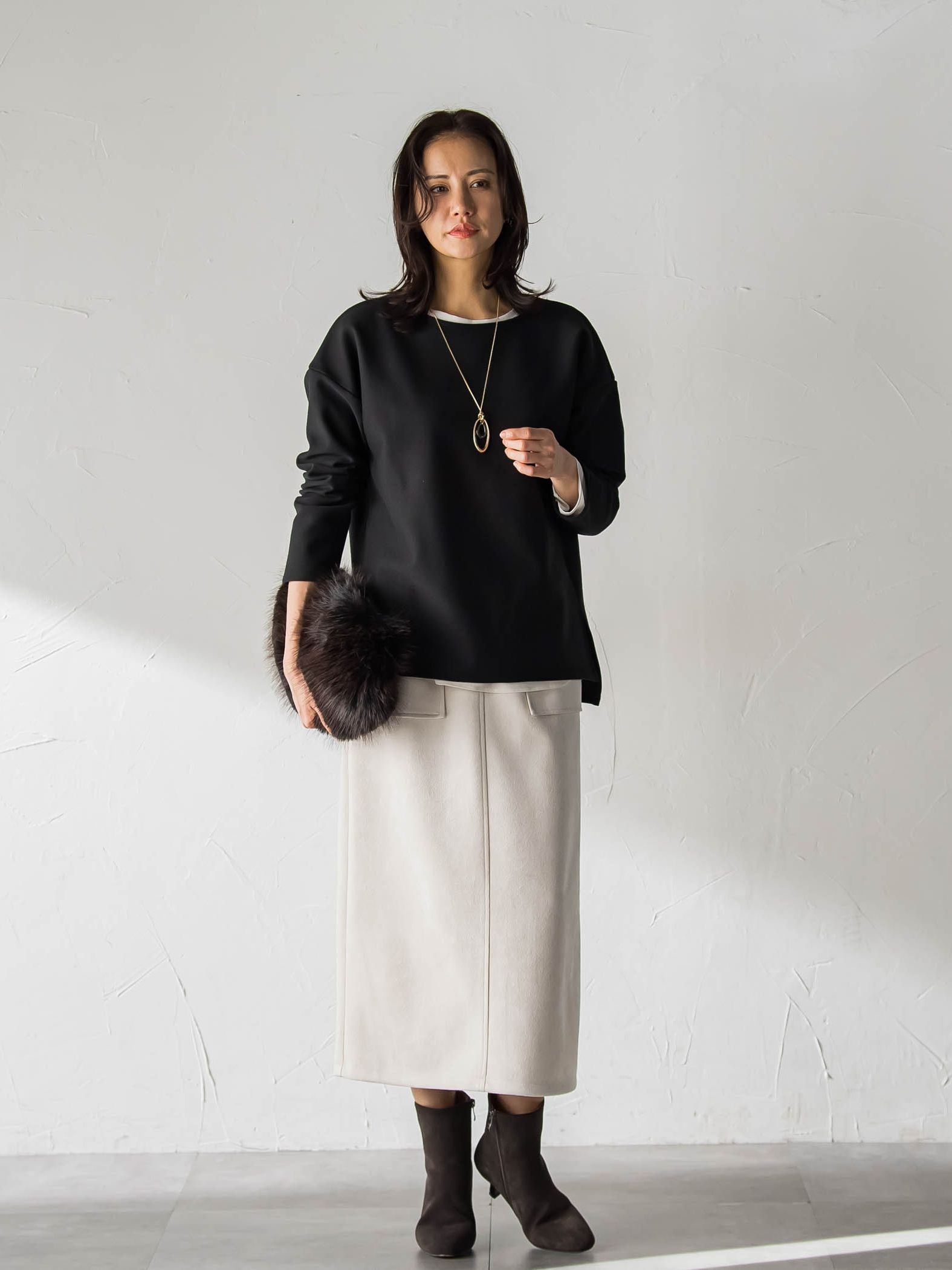 【WEB限定】裏毛布クルーネックプルオーバー≪毛玉防止・ストレッチ≫