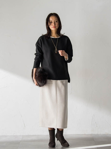 【WEB限定】裏毛布クルーネックプルオーバー≪毛玉防止・ストレッチ≫