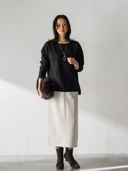 【WEB限定】裏毛布クルーネックプルオーバー≪毛玉防止・ストレッチ≫