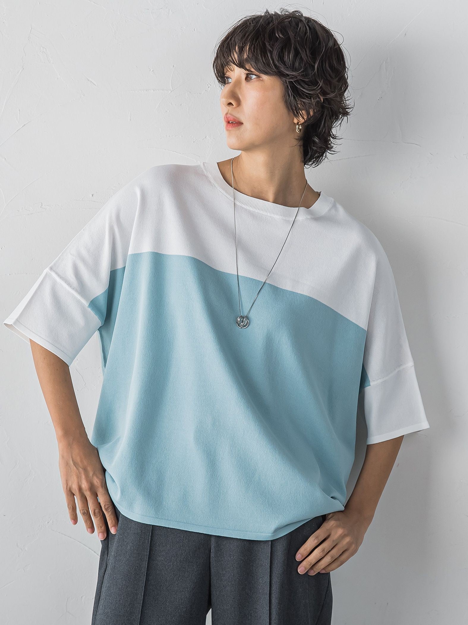 【WEB限定】”涼感”バイカラーニット