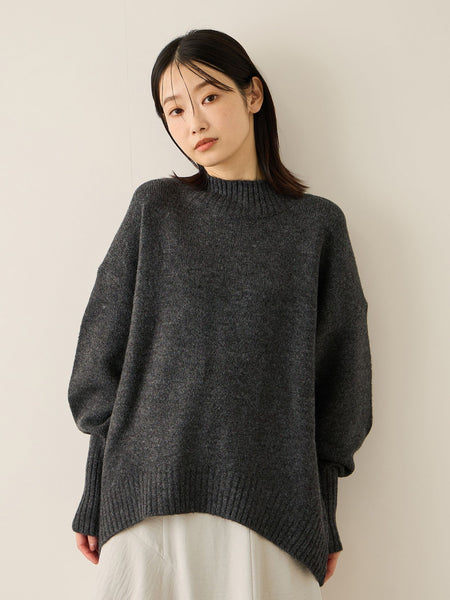 ヤクライクモックネックニットプルオーバー
