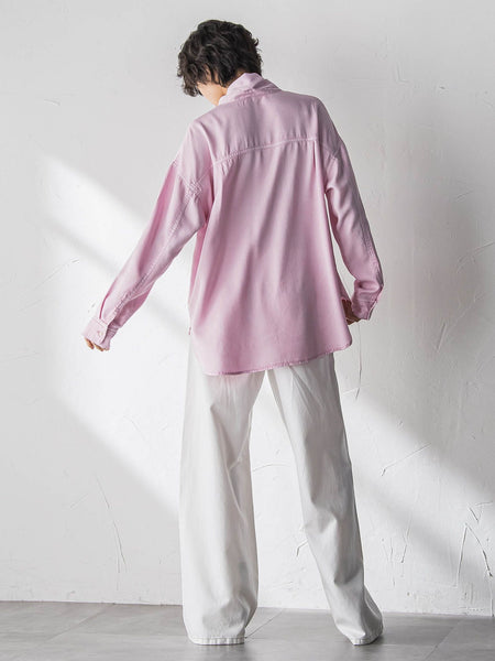 ボウタイ付きデニムシャツ≪洗濯機で洗える≫