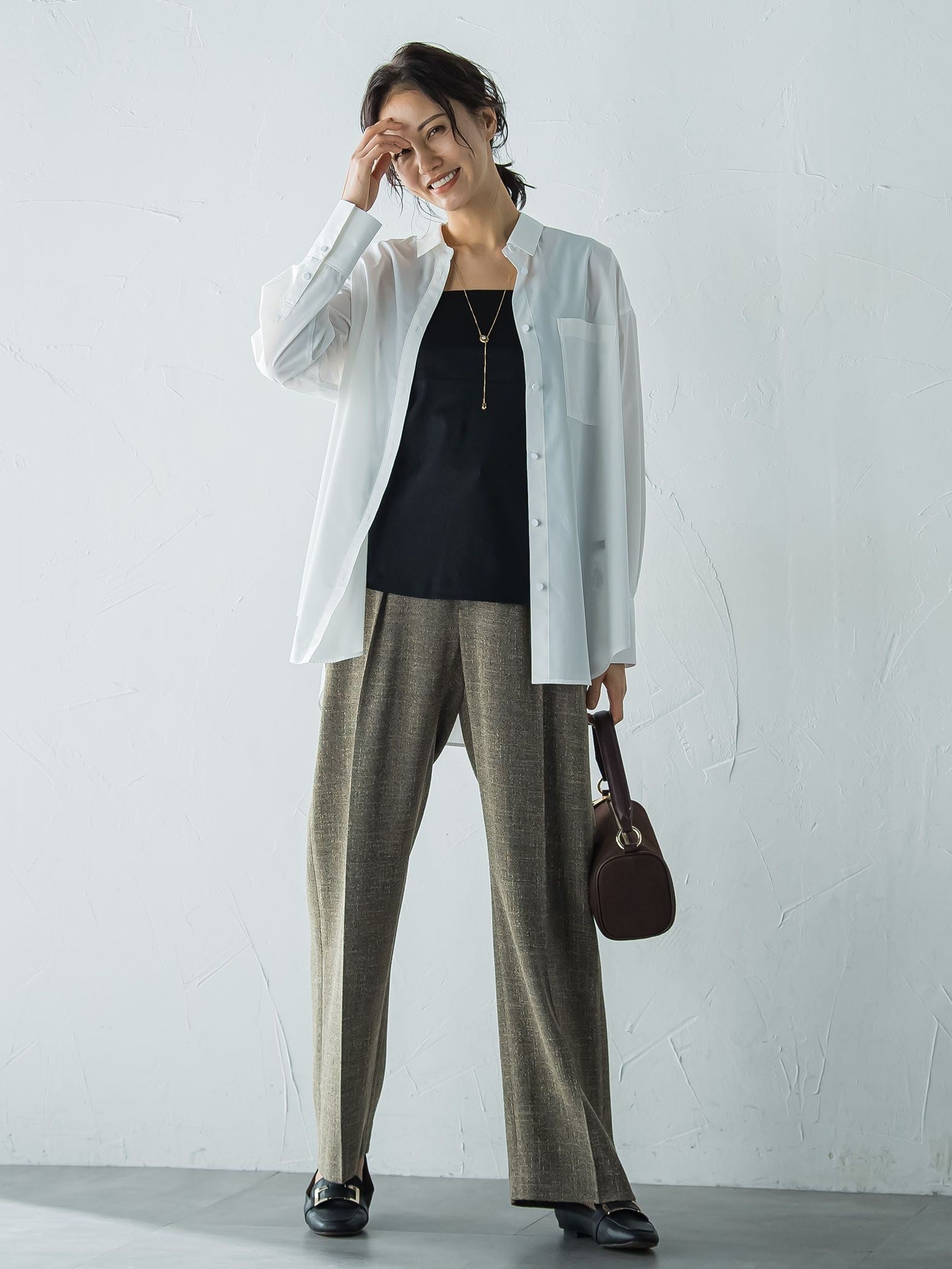 オーバーサイズシャツブラウス ≪洗濯機で洗える≫