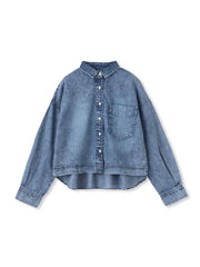 ラウンドヘムデニムクロップドシャツ