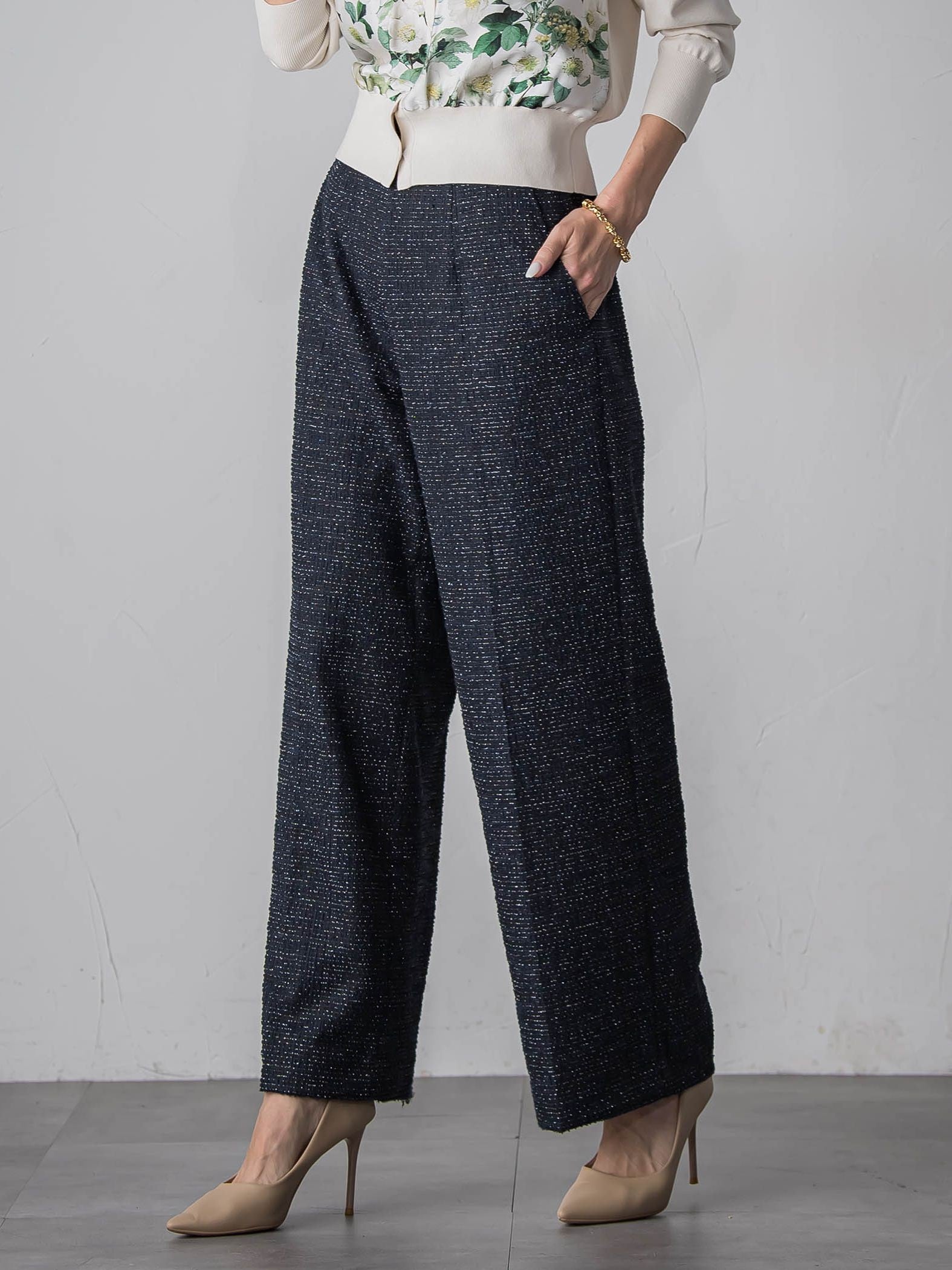 ツイードラメワイドパンツ