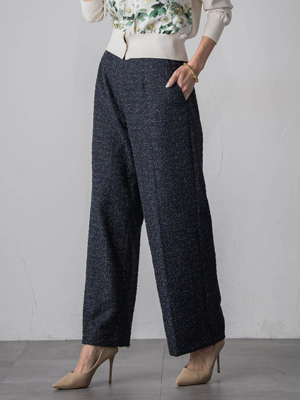 ツイードラメワイドパンツ