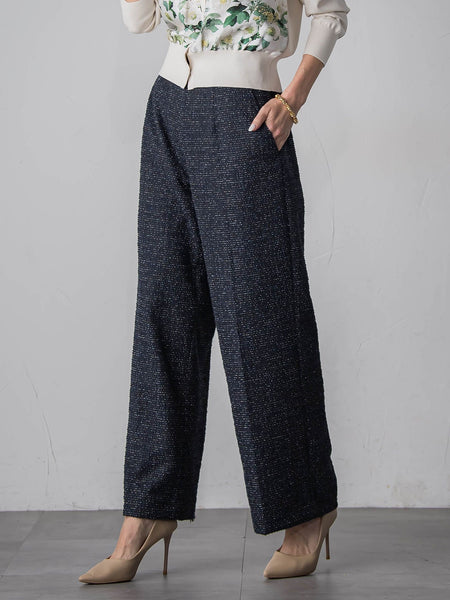 ツイードラメワイドパンツ