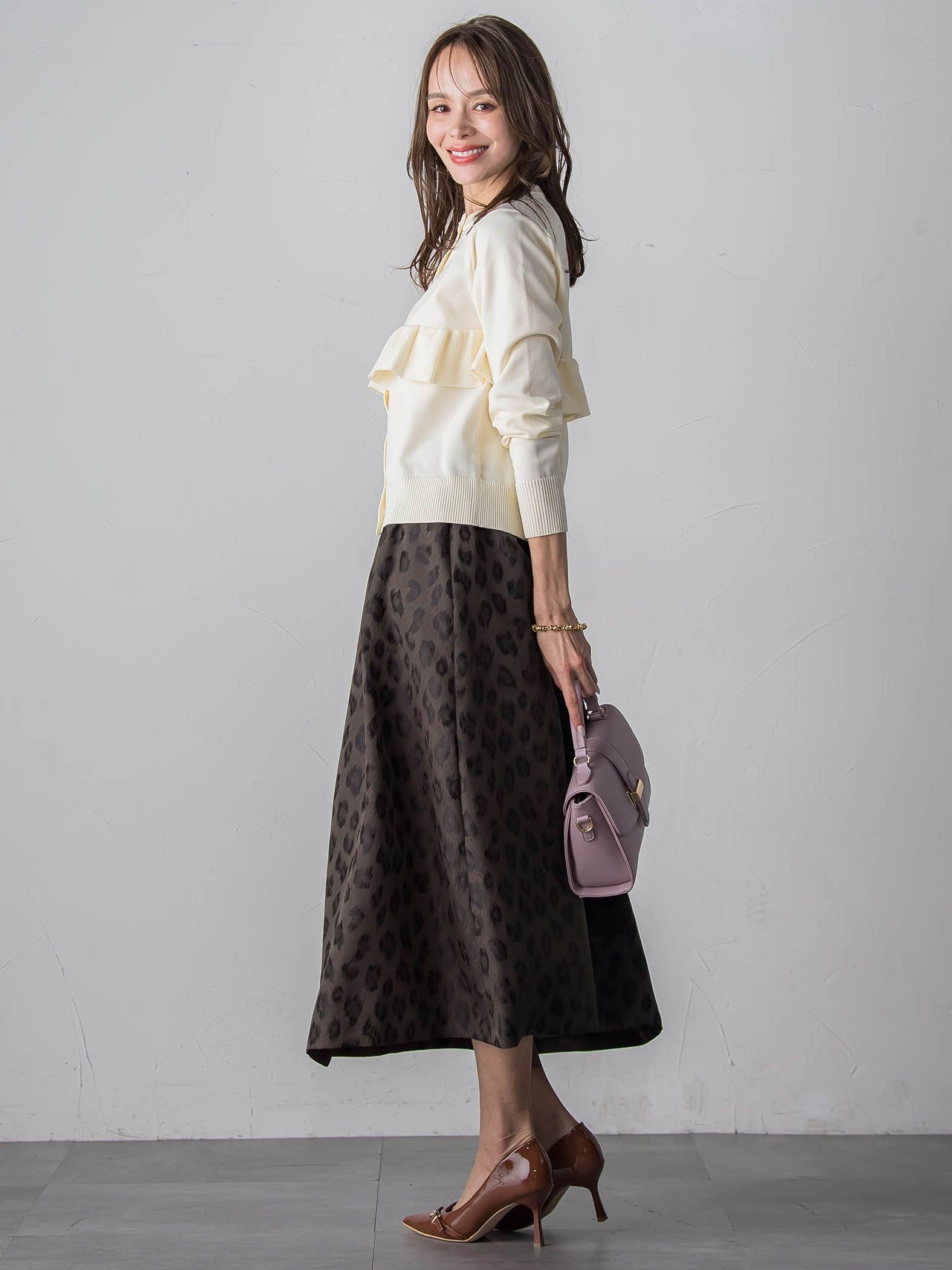 【WEB限定】レオパードジャガードスカート