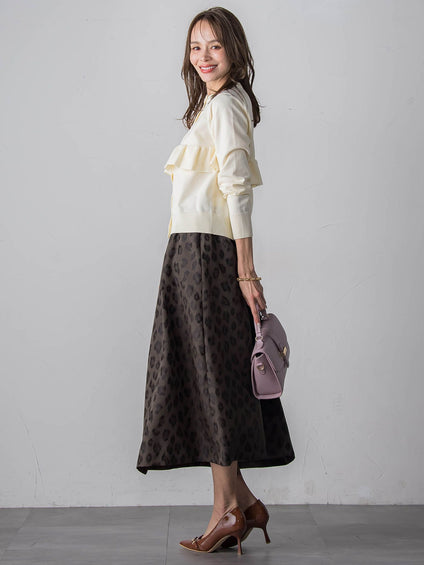 【WEB限定】レオパードジャガードスカート