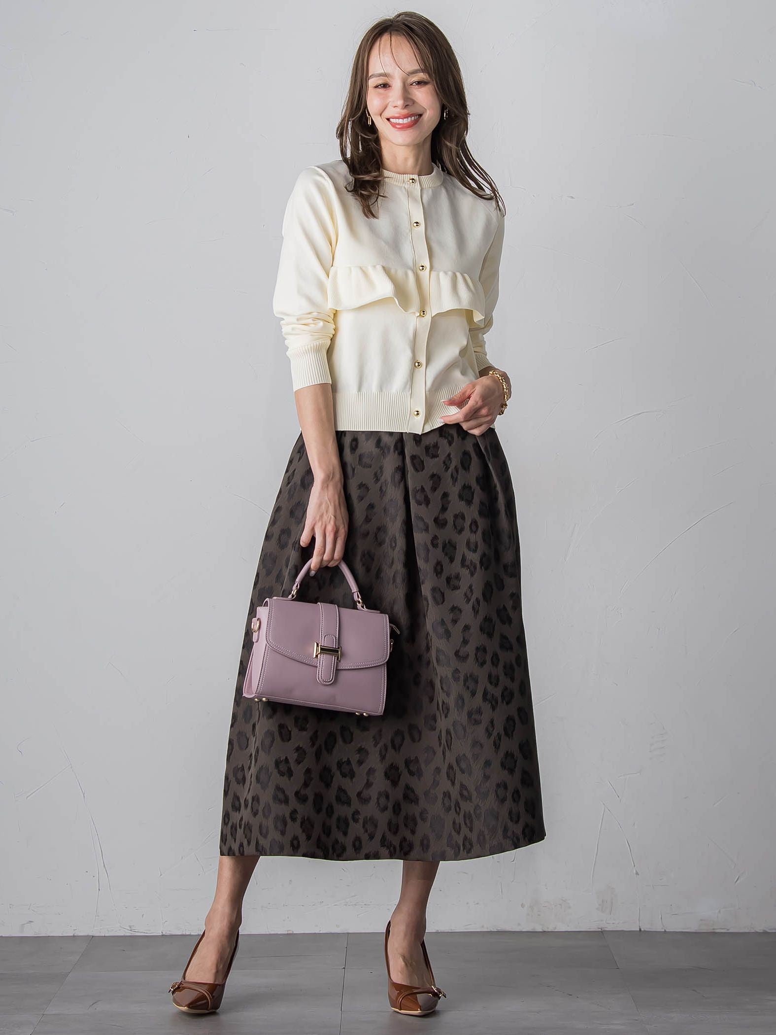 【WEB限定】レオパードジャガードスカート