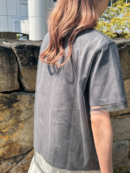 【WEB限定】チュールレイヤードロゴカットソー≪手洗い可能≫