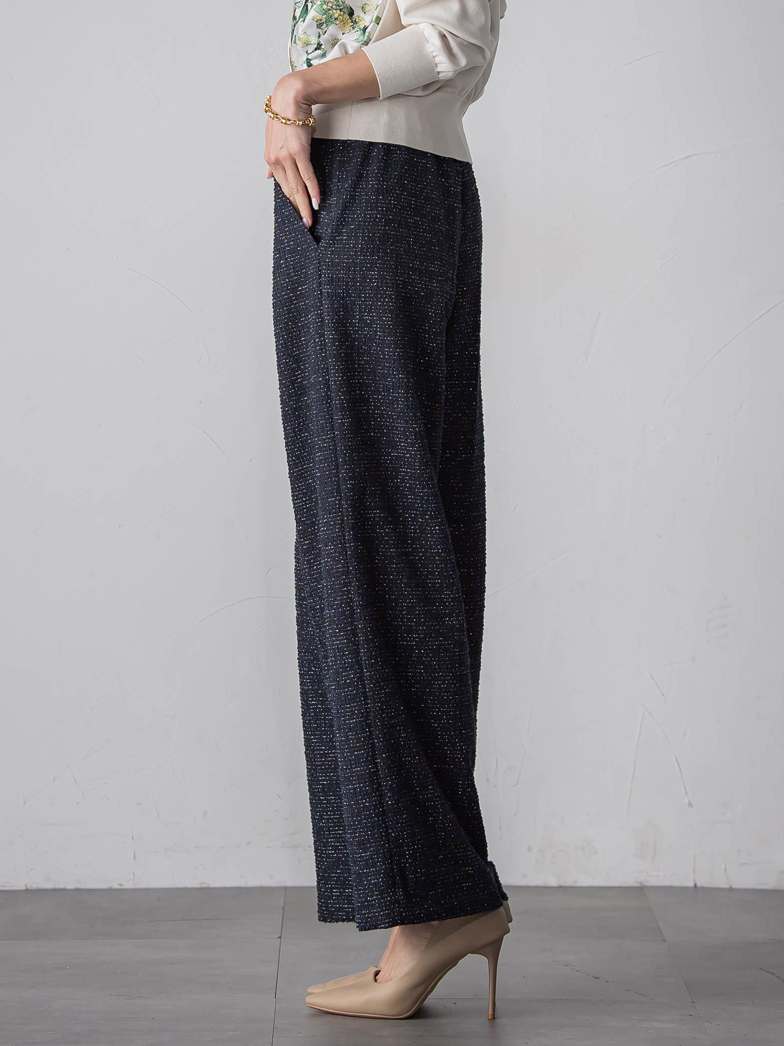 ツイードラメワイドパンツ