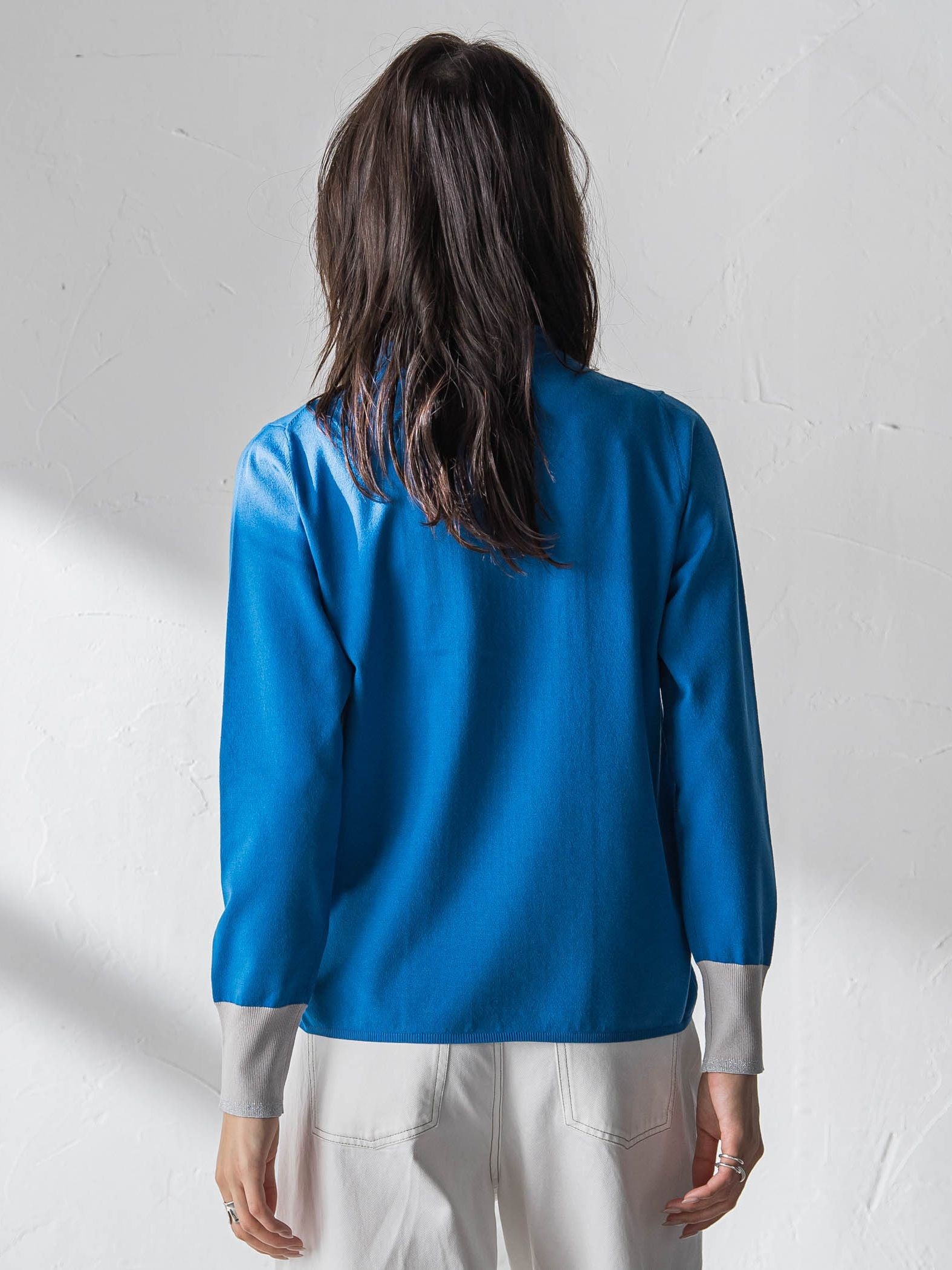 【新色追加】ボトルネック配色ニットプルオーバー≪手洗い可能≫