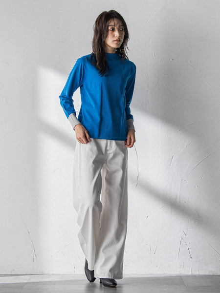 【新色追加】ボトルネック配色ニットプルオーバー≪手洗い可能≫