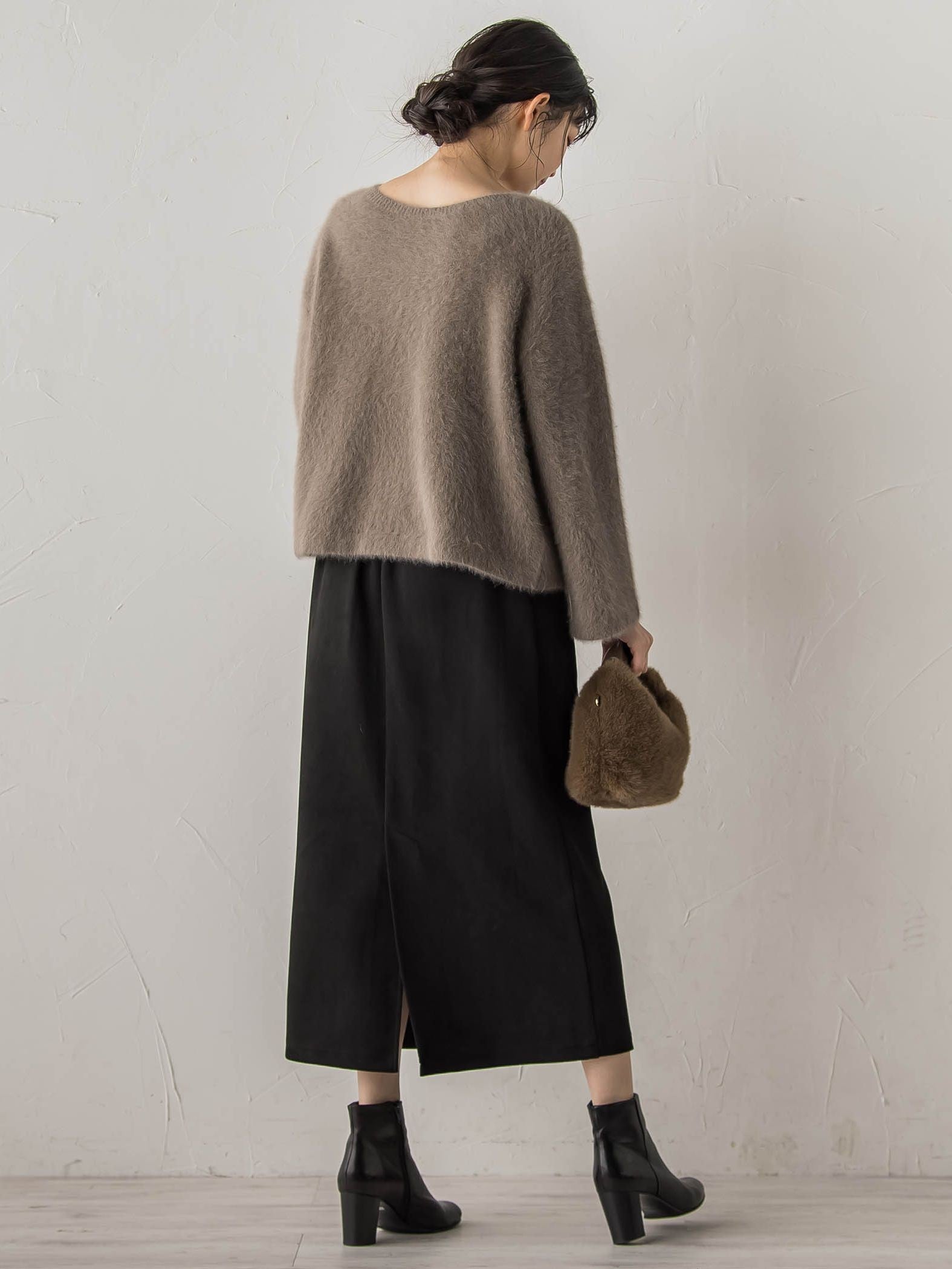スエードフロント切替えナロースカート≪手洗い可能≫