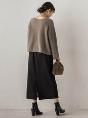 スエードフロント切替えナロースカート≪手洗い可能≫