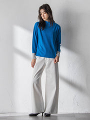 【新色追加】ボトルネック配色ニットプルオーバー≪手洗い可能≫