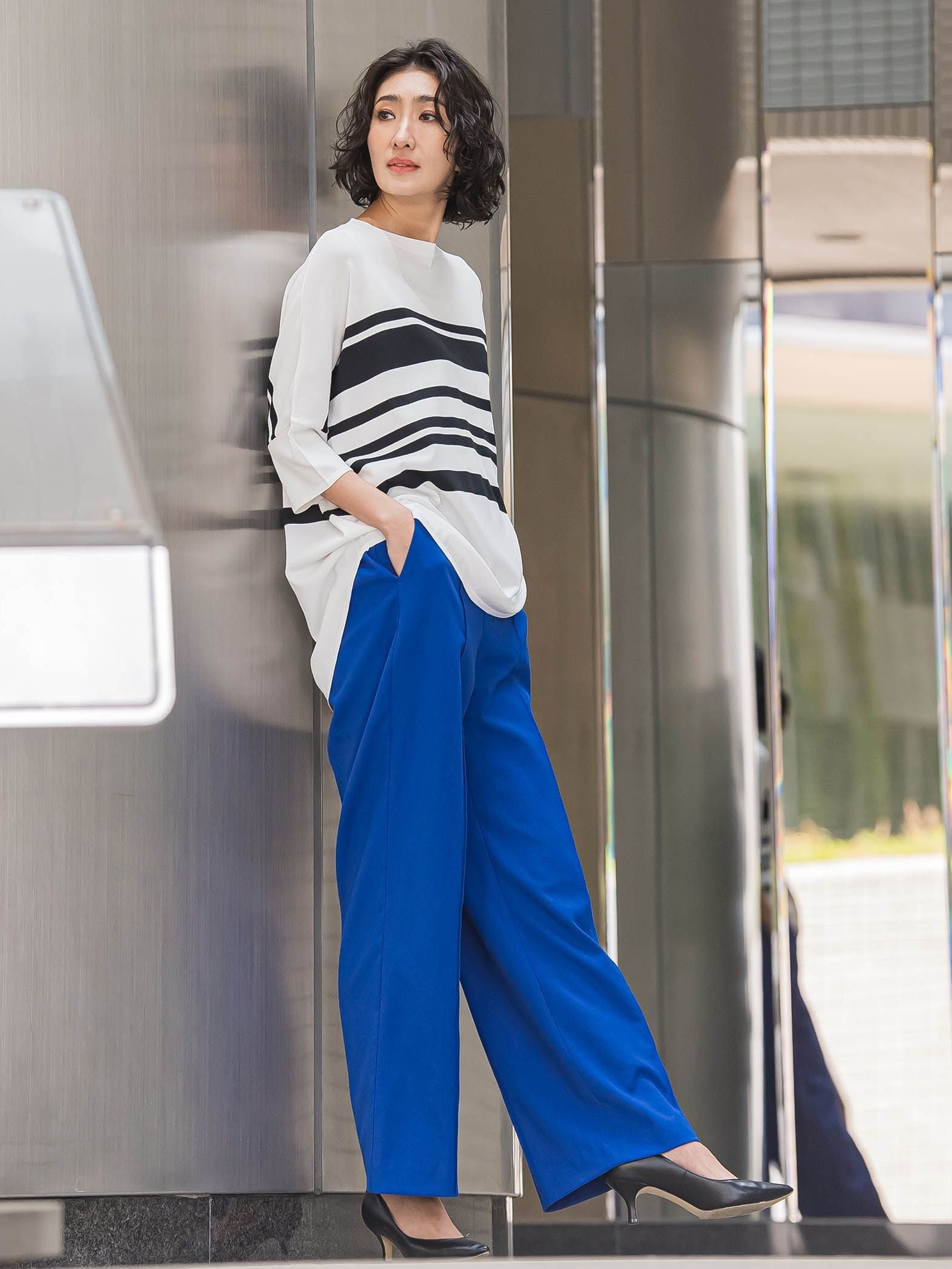 【WEB限定】シェルタリングワイドパンツ≪洗濯機で洗える≫