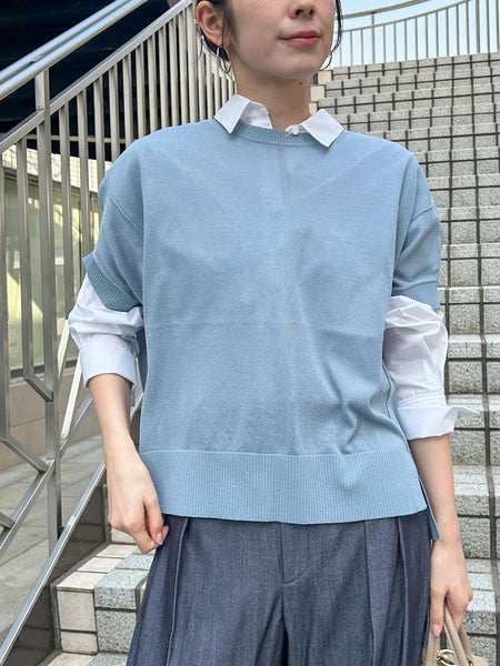 【WEB限定】リネンライクシアーニット≪手洗い可能≫