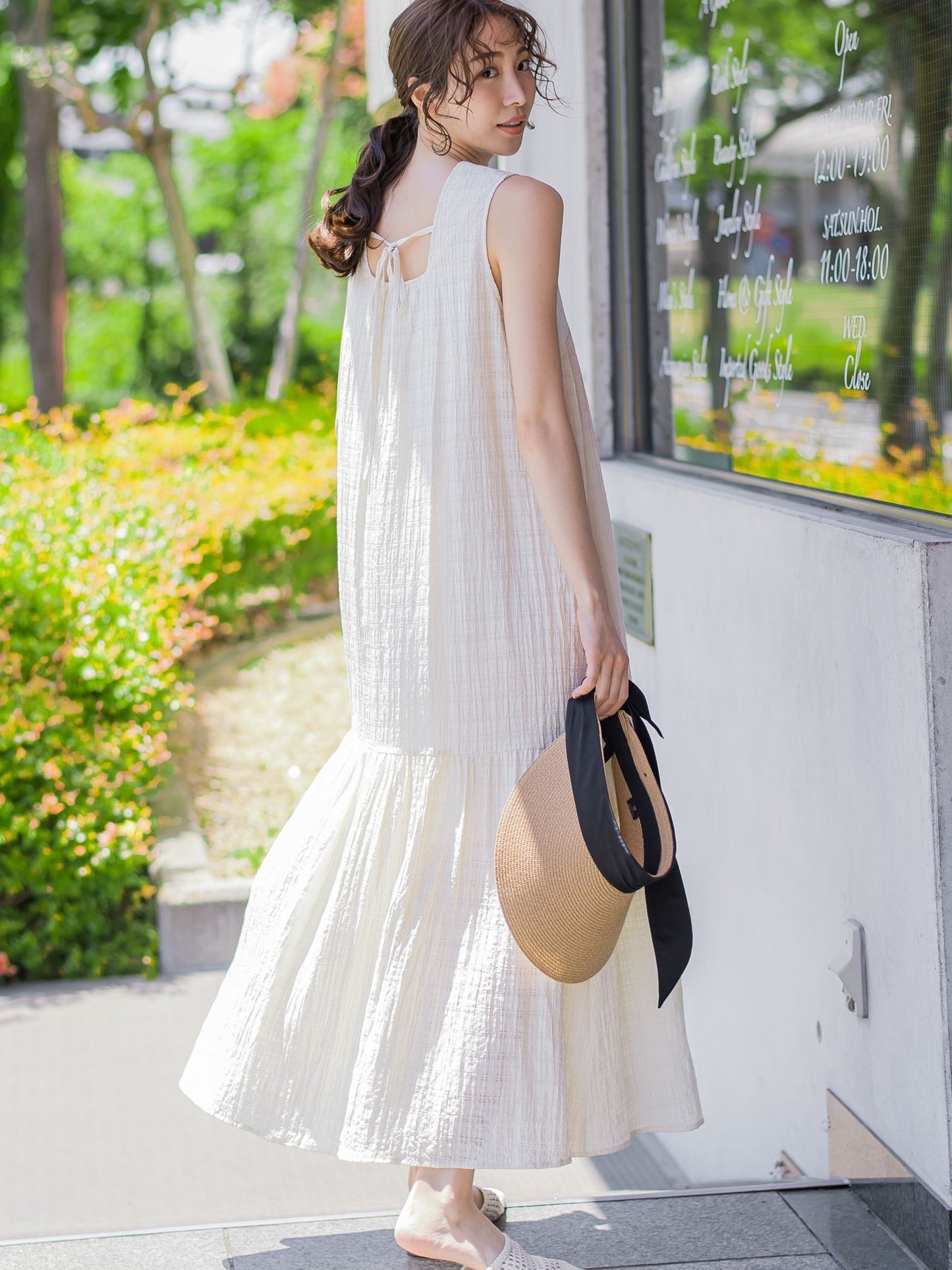 【バックリボンで後ろ姿もかわいい】チェック切替ワンピース《手洗い可能》