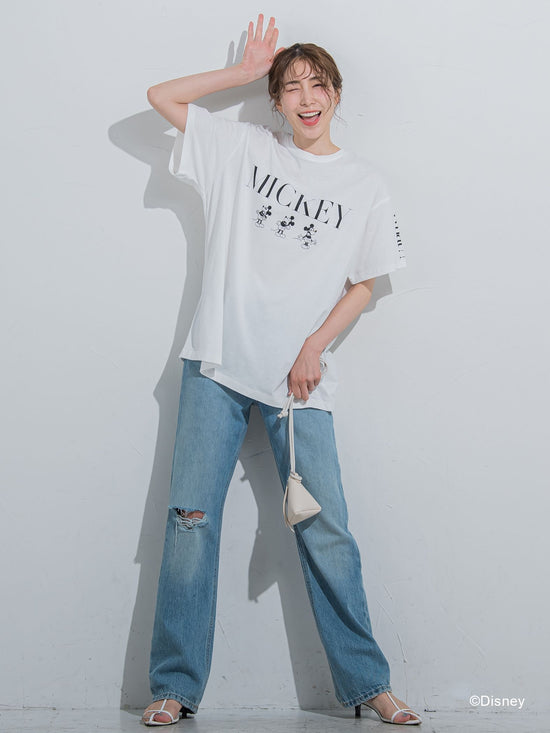 【DISNEY/ディズニー ミッキーマウス】MICKEYオーバーサイズTシャツ《洗濯機で洗える》