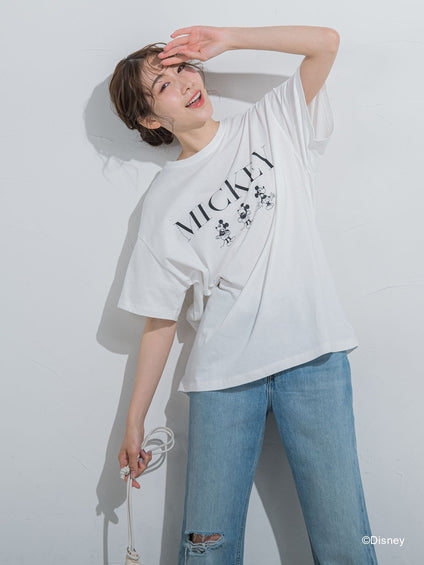 【DISNEY/ディズニー ミッキーマウス】MICKEYオーバーサイズTシャツ《洗濯機で洗える》