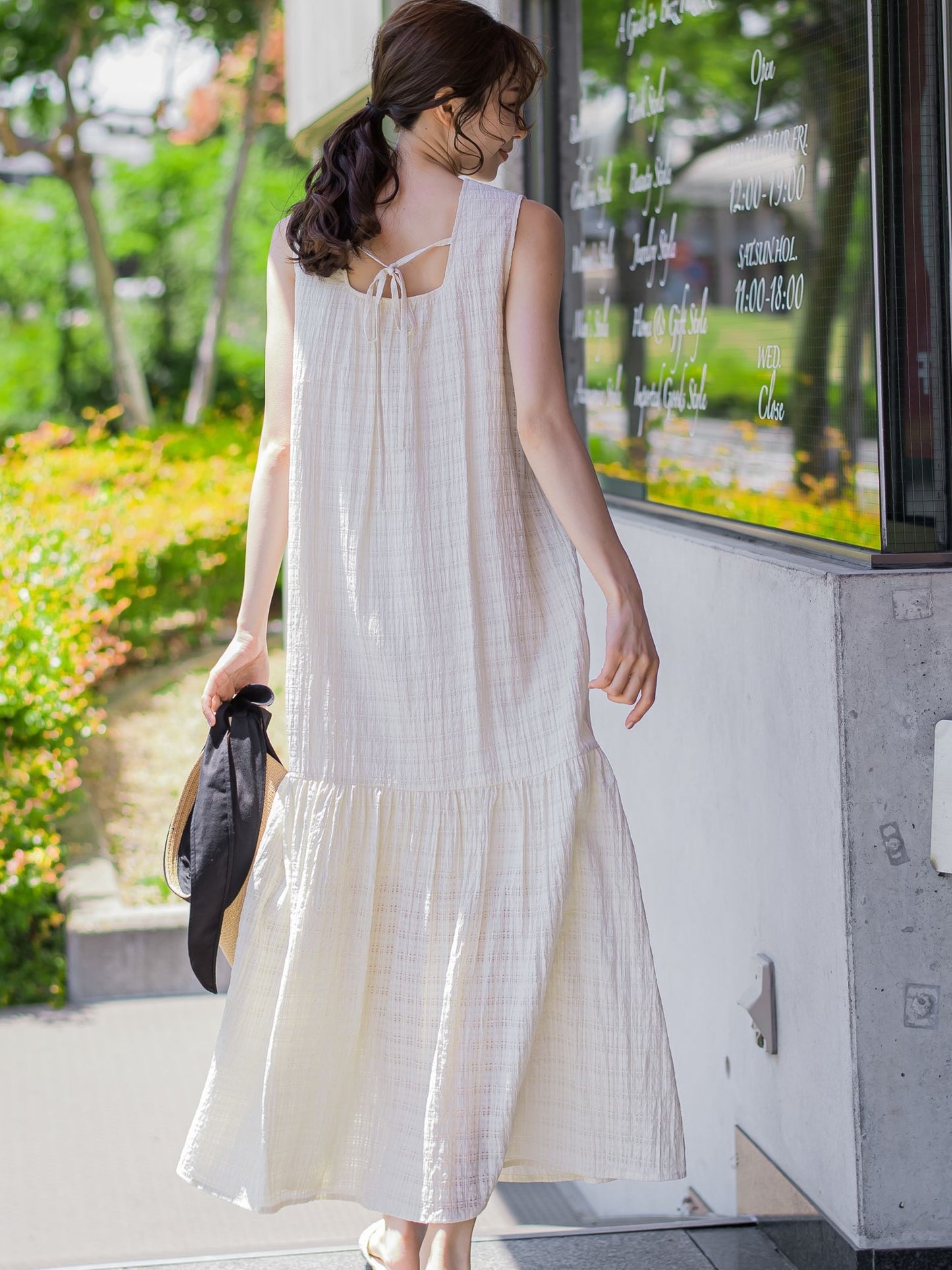 【バックリボンで後ろ姿もかわいい】チェック切替ワンピース《手洗い可能》