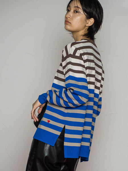BIOGRACE】ハート刺繍スウェットライクニットプルオーバー≪手洗い可能