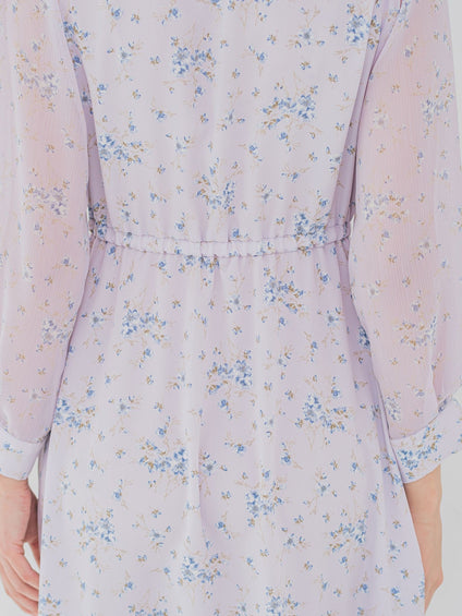 花柄シフォンワンピース ≪洗濯機で洗える≫