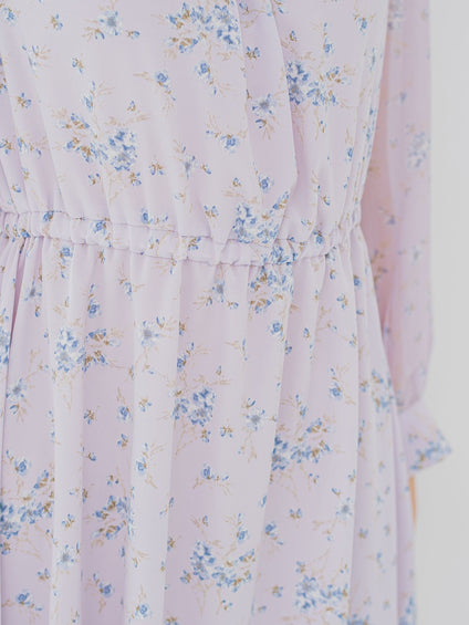 花柄シフォンワンピース ≪洗濯機で洗える≫