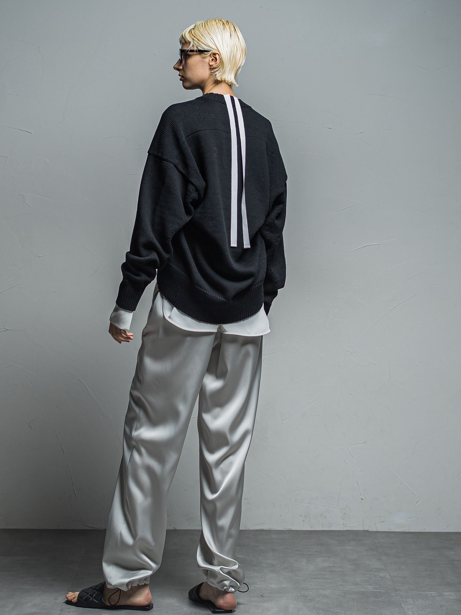 サテンイージーウエストカーゴパンツ