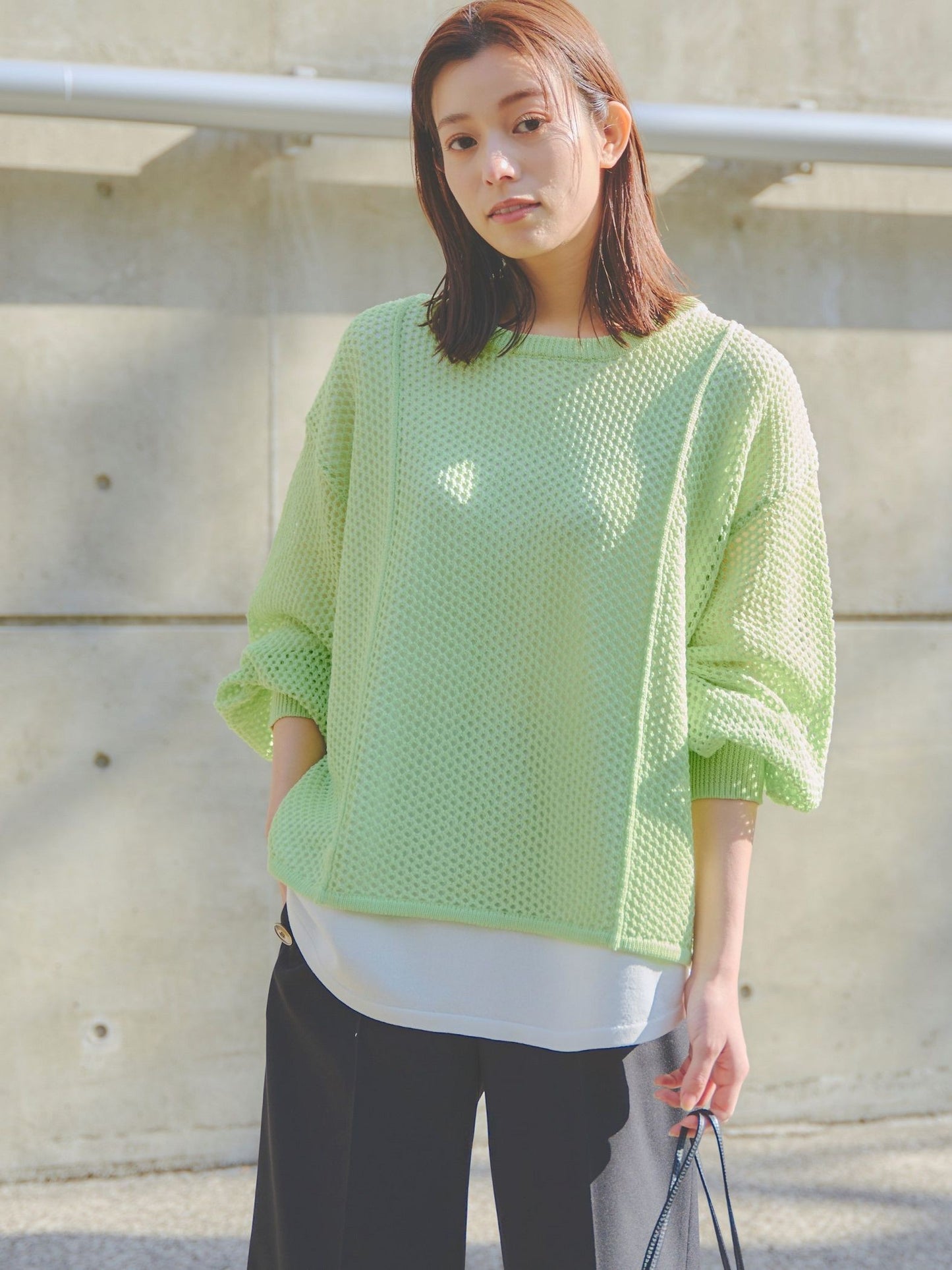 メッシュレイヤードニット《手洗い可能》