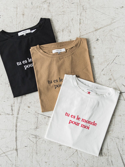 星刺繍タックショルダーロゴＴシャツ≪洗濯機で洗える≫
