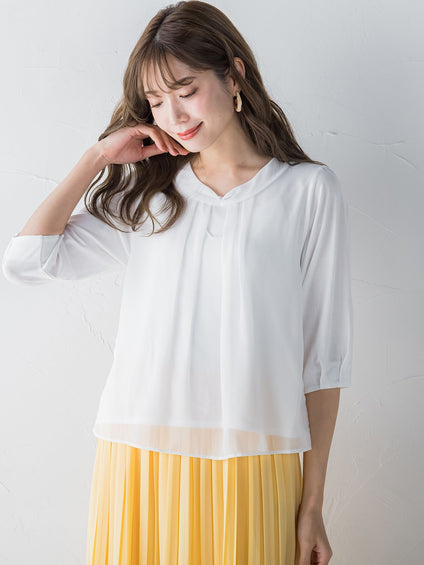パール2WAY袖シフォンカットソー ≪洗濯機で洗える≫