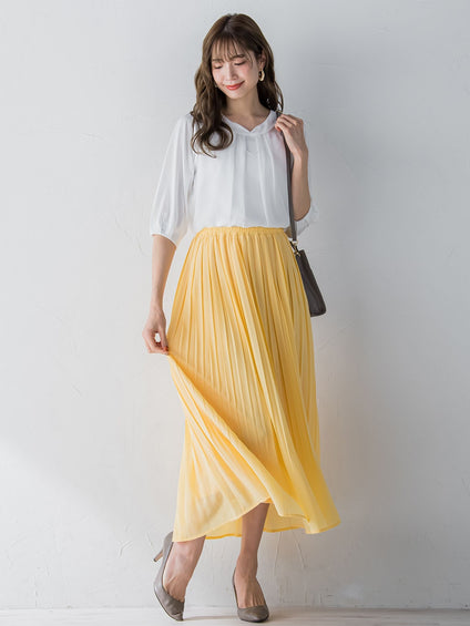 パール2WAY袖シフォンカットソー ≪洗濯機で洗える≫