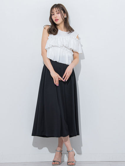 アシメフリルカットソー《手洗い可能》