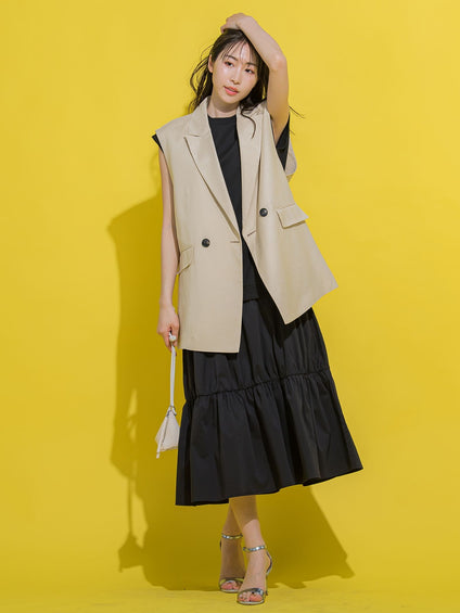 【トレンドライクな着こなしにかかせない！】リネンライクジレベスト《手洗い可能》